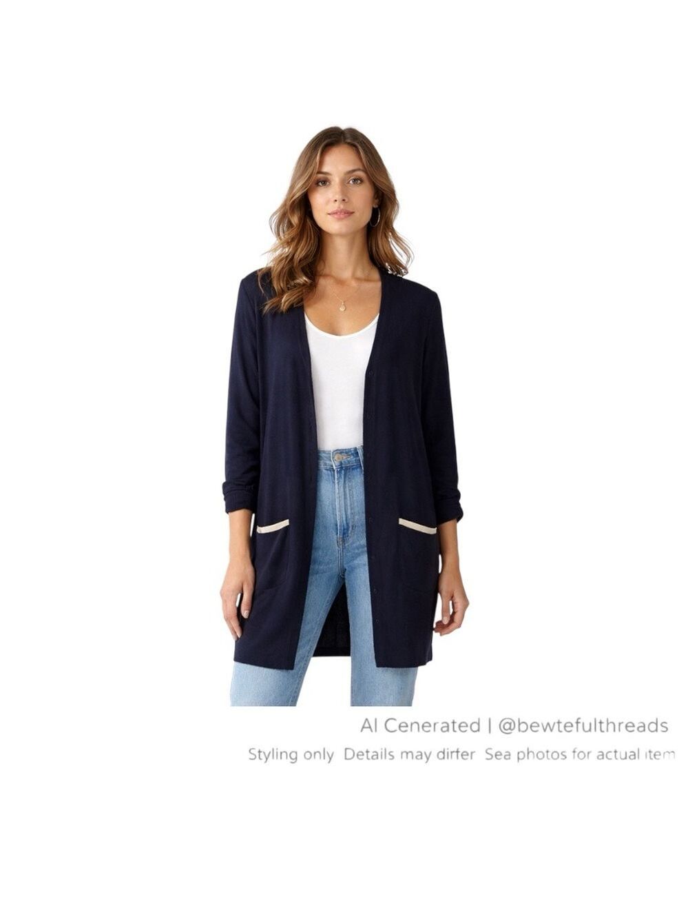 Frutti di Frutta Navy Long Cotton Cardigan Size 40 Fits M-L Minimalist Parisian